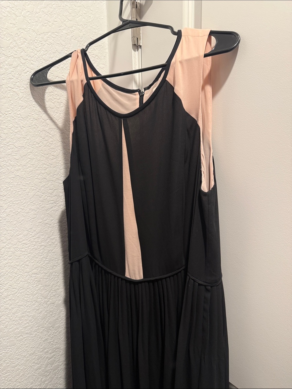 LOFT Black Maxi Dress with Blush Colorblock Panels
